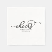 Serviette En Papier Cheers - Écriture noire chic mariage (Devant)