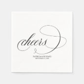 Serviette En Papier Cheers - Écriture Noire Élégante de Mariage (Devant)