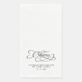 Serviette En Papier Cheers Elegant Bride & Groom Calligraphy Black (Devant)