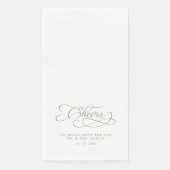 Serviette En Papier Cheers Elegant Bride & Groom Calligraphy Green (Devant)