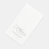 Serviette En Papier Cheers Elegant Bride & Groom Calligraphy Green (Coin)