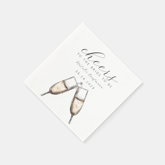 Serviette En Papier Cheers Elegant Bubbly Fête des mariées Champange (Coin)