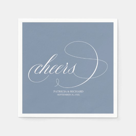 Serviette En Papier Cheers - Elégant Mariage bleu Dusty (Devant)