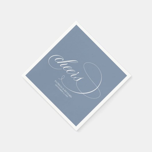 Serviette En Papier Cheers - Elégant Mariage bleu Dusty (Coin)