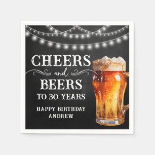 Serviette En Papier Cheers et bières 30e lumières d'anniversaire Papie