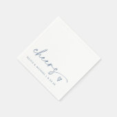 Serviette En Papier Cheers Handwriting & Heart Dusty Blue Wedding (Coin)