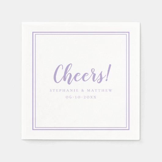 Serviette En Papier Cheers Lavender Wedding Reception Cocktail  (Devant)