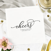 Serviette En Papier Cheers - Mariage de script noir chic