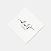 Serviette En Papier Cheers - Mariage de script noir chic (Coin)