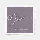 Serviette En Papier Cheers Minimal Dusty Purple Script Personnalisé Ma (Devant)