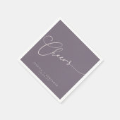 Serviette En Papier Cheers Minimal Dusty Purple Script Personnalisé Ma (Coin)