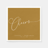 Serviette En Papier Cheers Minimal Ochre Gold Script personnalisé mari (Devant)