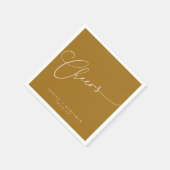 Serviette En Papier Cheers Minimal Ochre Gold Script personnalisé mari (Coin)