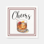 Serviette En Papier Cheers Old Fashioned Script Border (Devant)