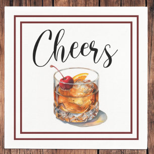 Serviette En Papier Cheers Old Fashioned Script Border