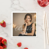 Serviette En Papier Cheers photo elegant script birthday party (En situation)