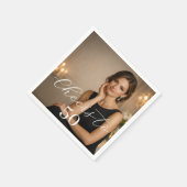 Serviette En Papier Cheers photo elegant script birthday party (Coin)