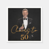 Serviette En Papier Cheers photo gold birthday party (Devant)