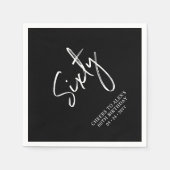 Serviette En Papier Cheers Sixty | Fête d'anniversaire moderne pour ad (Devant)