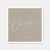 Serviette En Papier Cheers Taupe minimum Brown Script personnalisé mar (Devant)