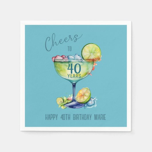 Serviette En Papier Cheers to 40 Years Milestone Birthday (Devant)