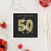 Serviette En Papier Cheers To 50 Years Black Gold  (En situation)