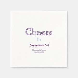 Serviette En Papier cheers to engagement of name purple pastel maron