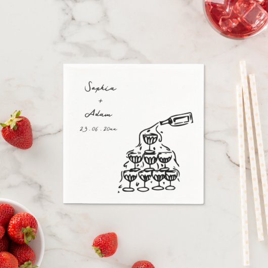 Serviette En Papier Cheers to love Hand Drawn Wedding (En situation)