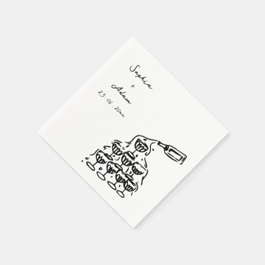 Serviette En Papier Cheers to love Hand Drawn Wedding (Coin)