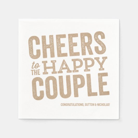 Serviette En Papier Cheers to the happy couple neutral wedding (Devant)