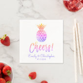 Serviette En Papier Cheers Tropical Hawaiian Mariage Ananas Blanc (En situation)