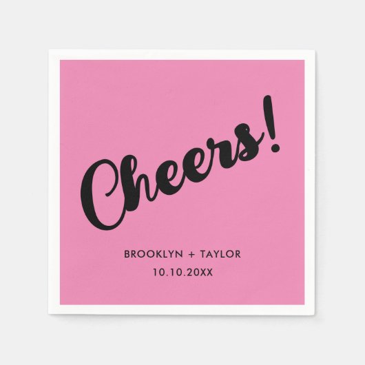 Serviette En Papier Cheers Unique Celebration Simple Text Rose Noir (Devant)