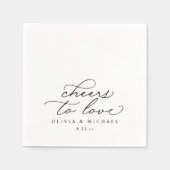 Serviette En Papier Cheers Wedding Napkins Elegant Black and White (Devant)