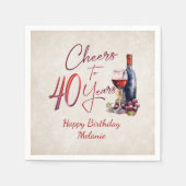 Serviette En Papier Cheers Wine 40e anniversaire (Devant)