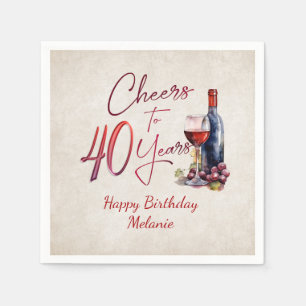 Serviette En Papier Cheers Wine 40e anniversaire