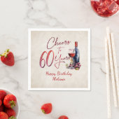 Serviette En Papier Cheers Wine 60e anniversaire (En situation)
