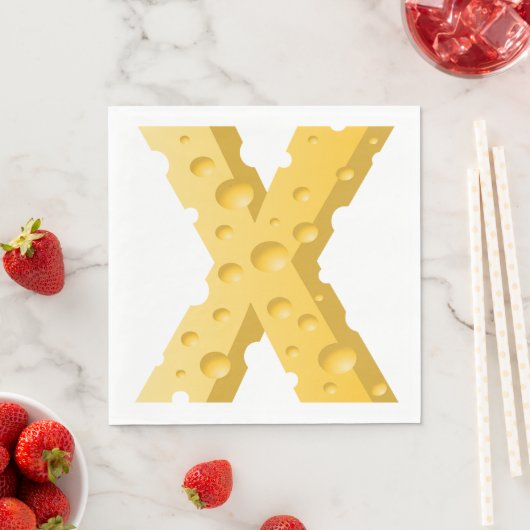 Serviette En Papier Cheese Letter X Typography (En situation)