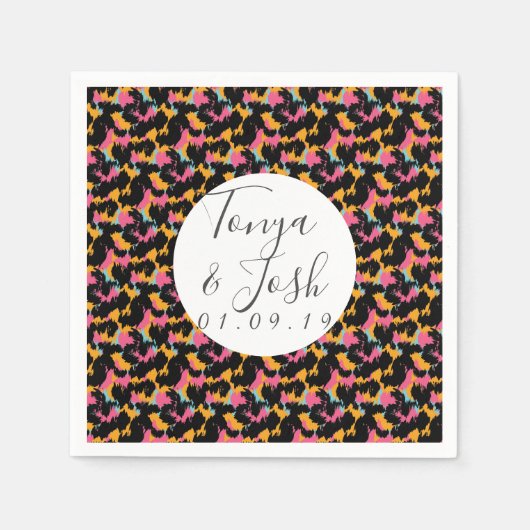Serviette En Papier Cheetah coloré Imprimer Motif moderne Mariage (Devant)