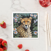 Serviette En Papier Cheetah et fleurs (En situation)
