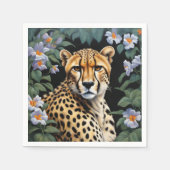 Serviette En Papier Cheetah et fleurs (Devant)