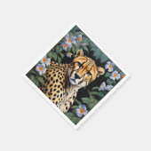 Serviette En Papier Cheetah et fleurs (Coin)