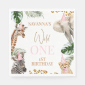 Serviette En Papier Cheetah Print Girls Safari Wild One 1er Anniversai (Devant)