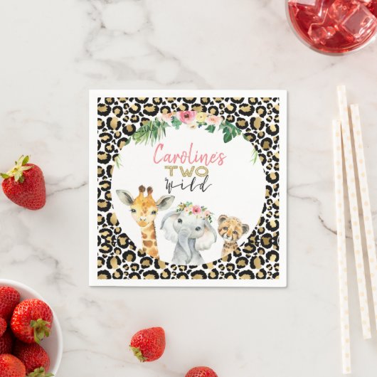 Serviette En Papier Cheetah Print Safari Parties scintillant Deux Anni (En situation)