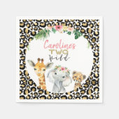 Serviette En Papier Cheetah Print Safari Parties scintillant Deux Anni (Devant)