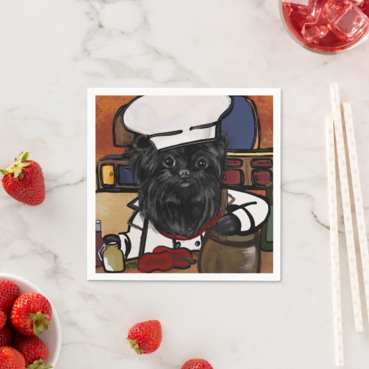 Serviette En Papier Chef Affenpinscher (En situation)