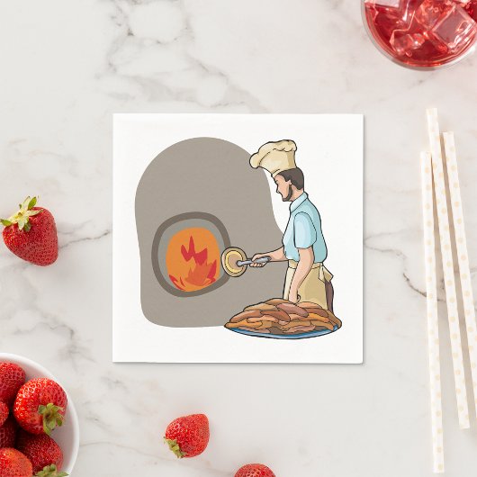 Serviette En Papier Chef de four à pizza au bois