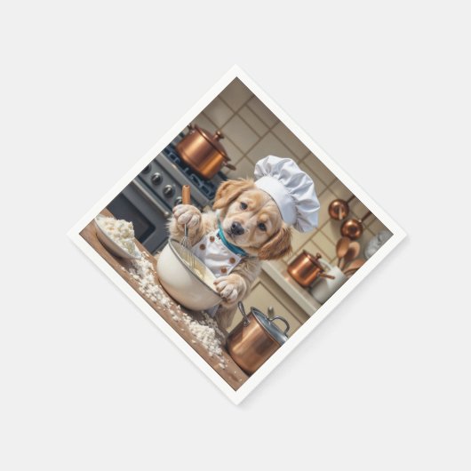 Serviette En Papier Chef Golden Retriever Puppy  (Coin)