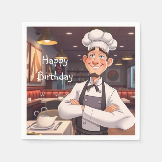 Serviette En Papier Chef heureux (Devant)