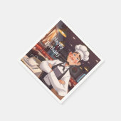 Serviette En Papier Chef heureux (Coin)