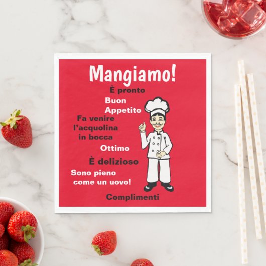 Serviette En Papier Chef italien - Mangiamo (En situation)